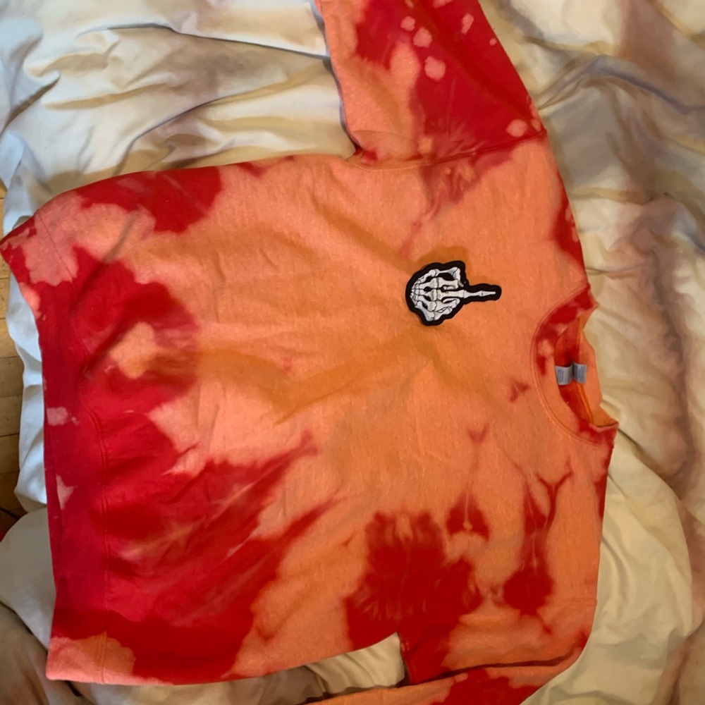 Custom patched tie dye crewneck!
